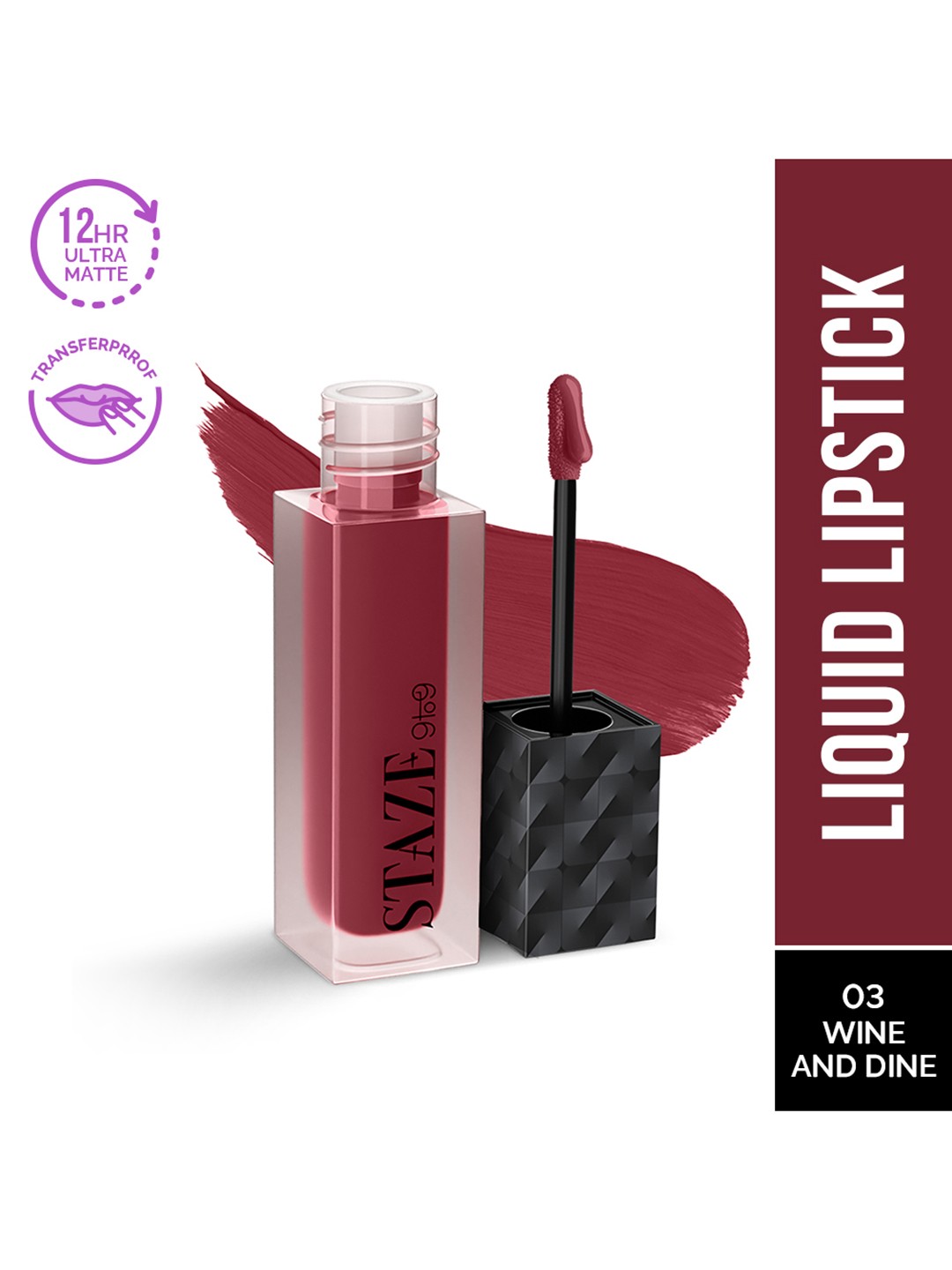 

STAZE 9to9 Lips Don't Lie Matte Transferproof Liquid Lipstick 4 ml - Wine and Dine 03, Maroon