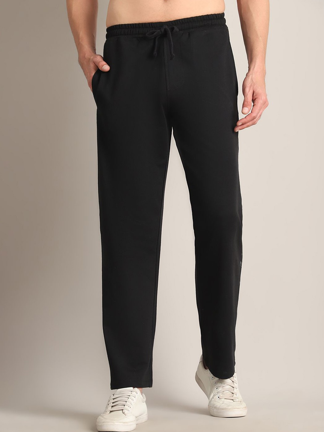 

Rute Men Cotton Slim-Fit Mid Rise Track Pants, Black