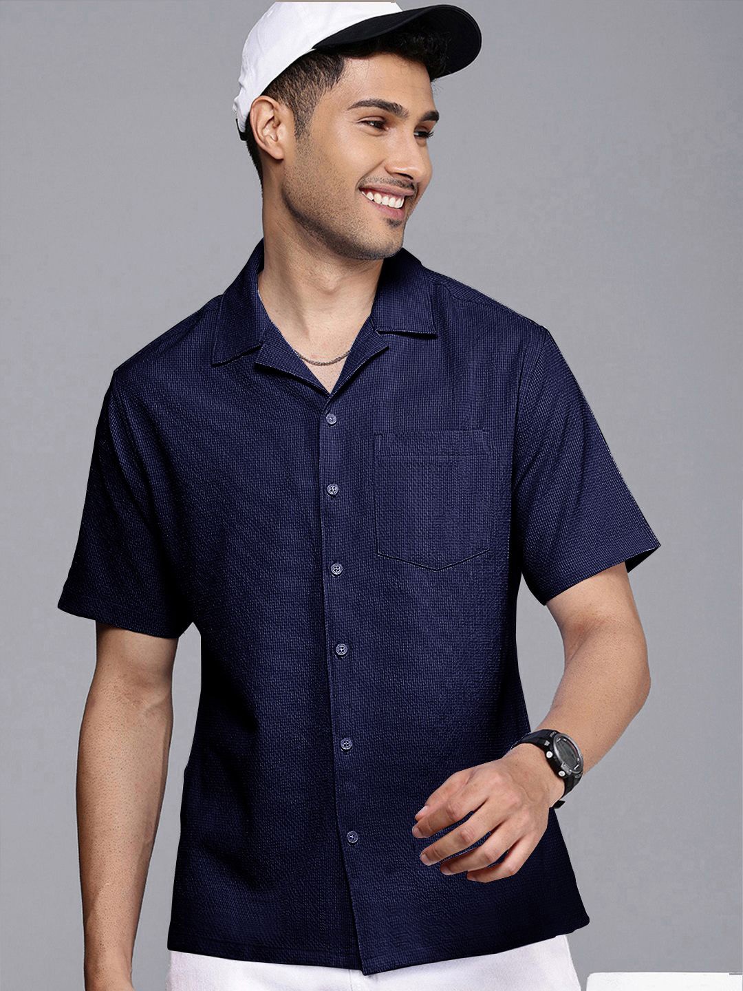 

Moda Rapido Men Standard Opaque Casual Shirt, Navy blue