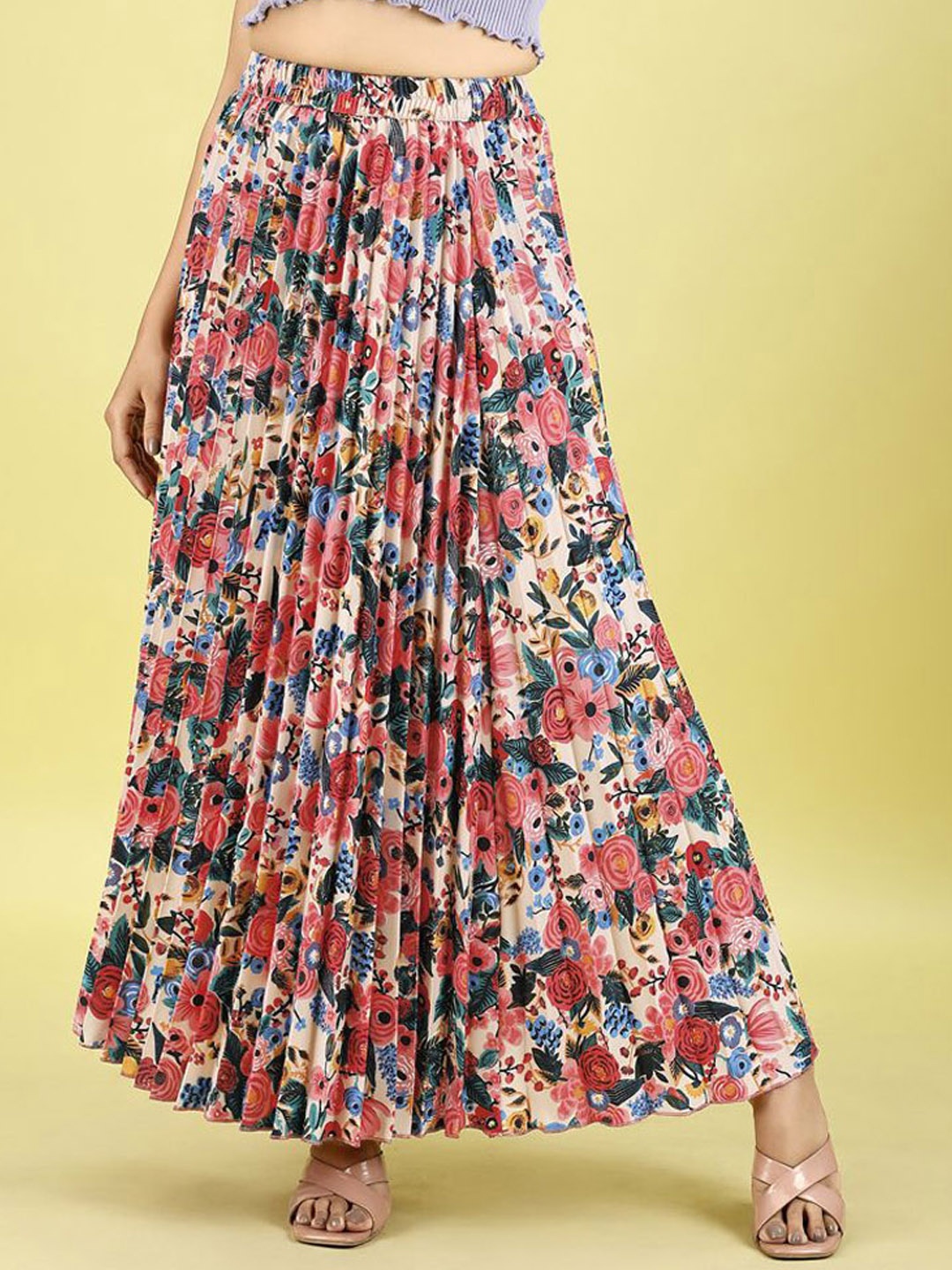

ZWERLON Printed A-Line Maxi Skirt, Pink
