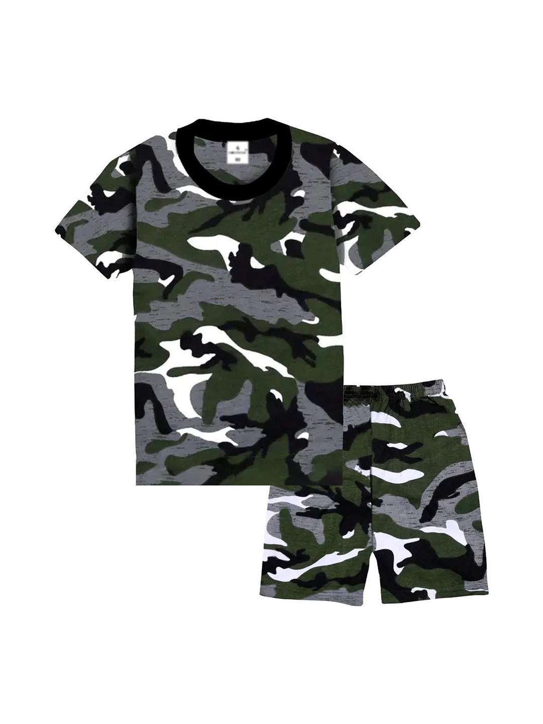 

CoolTees4U Kids Printed Round Neck Pure Cotton T-Shirt With Shorts, Green
