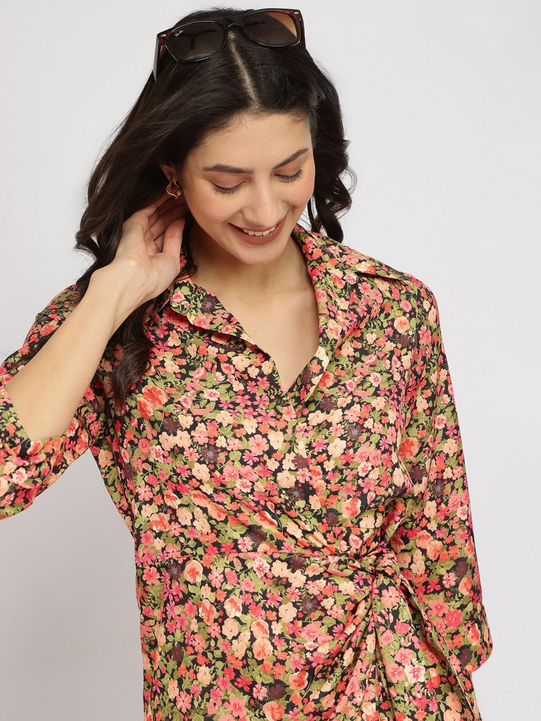 

FableStreet Women Floral Wrap Dress Multicolour, Multi