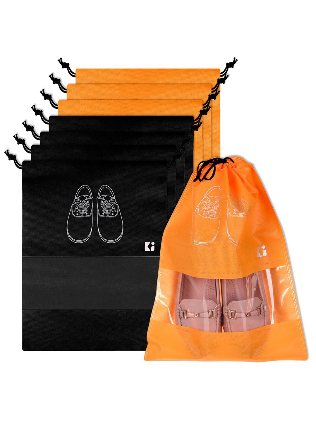 

Kuber Industries Black Printed 8 Pieces Shoes Organiser