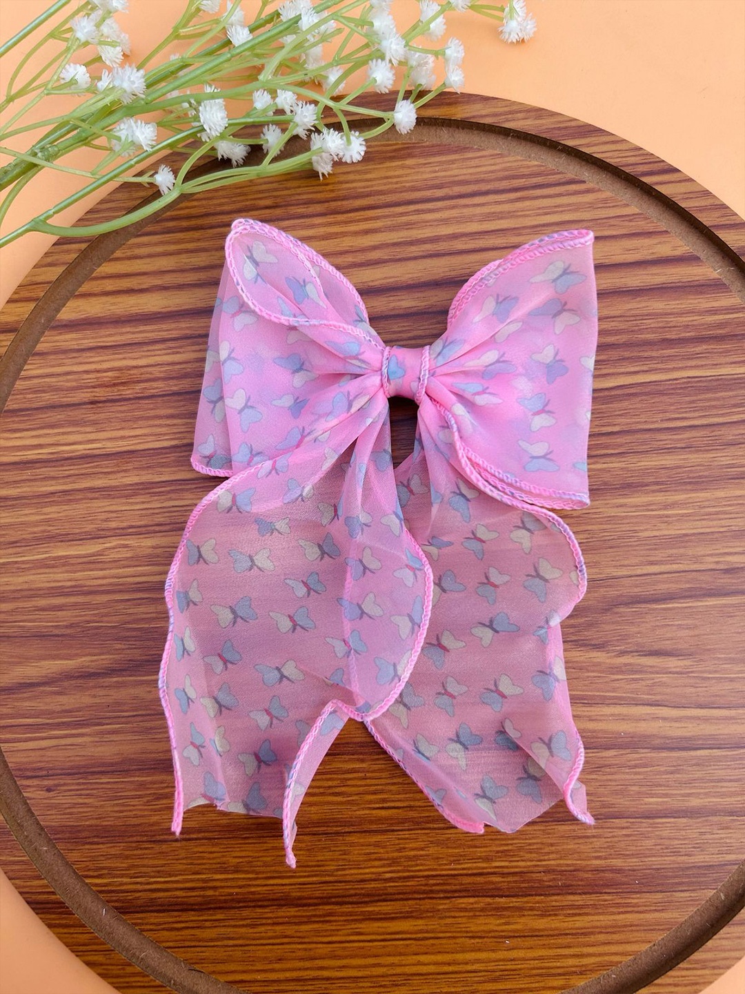 

Radhya Accessories Butterfly Printed Hair Bow Clip, Pink