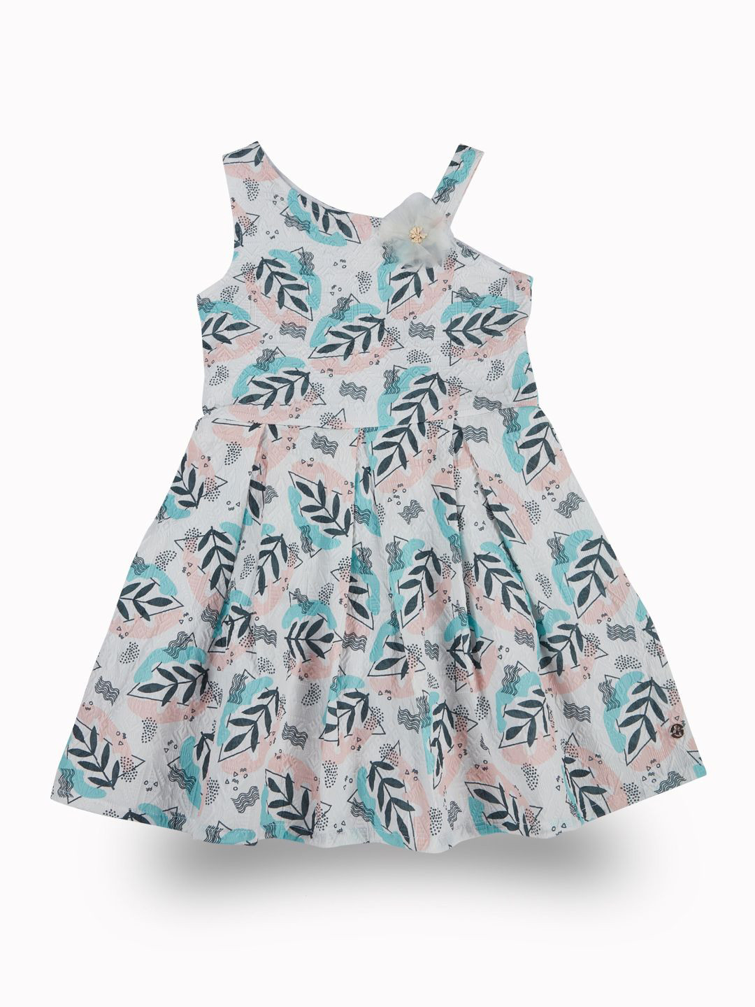 

Gini and Jony Girls Tropical Printed Fit & Flare Dress, Blue
