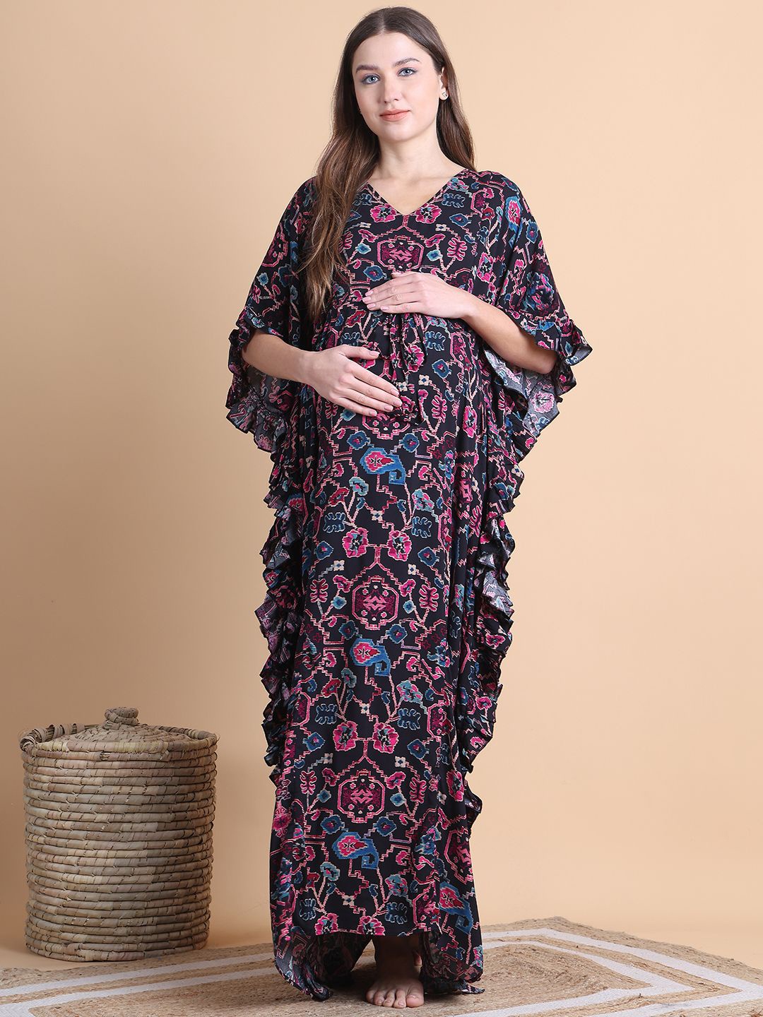 

Secret Wish Printed Maternity Nightdress, Black