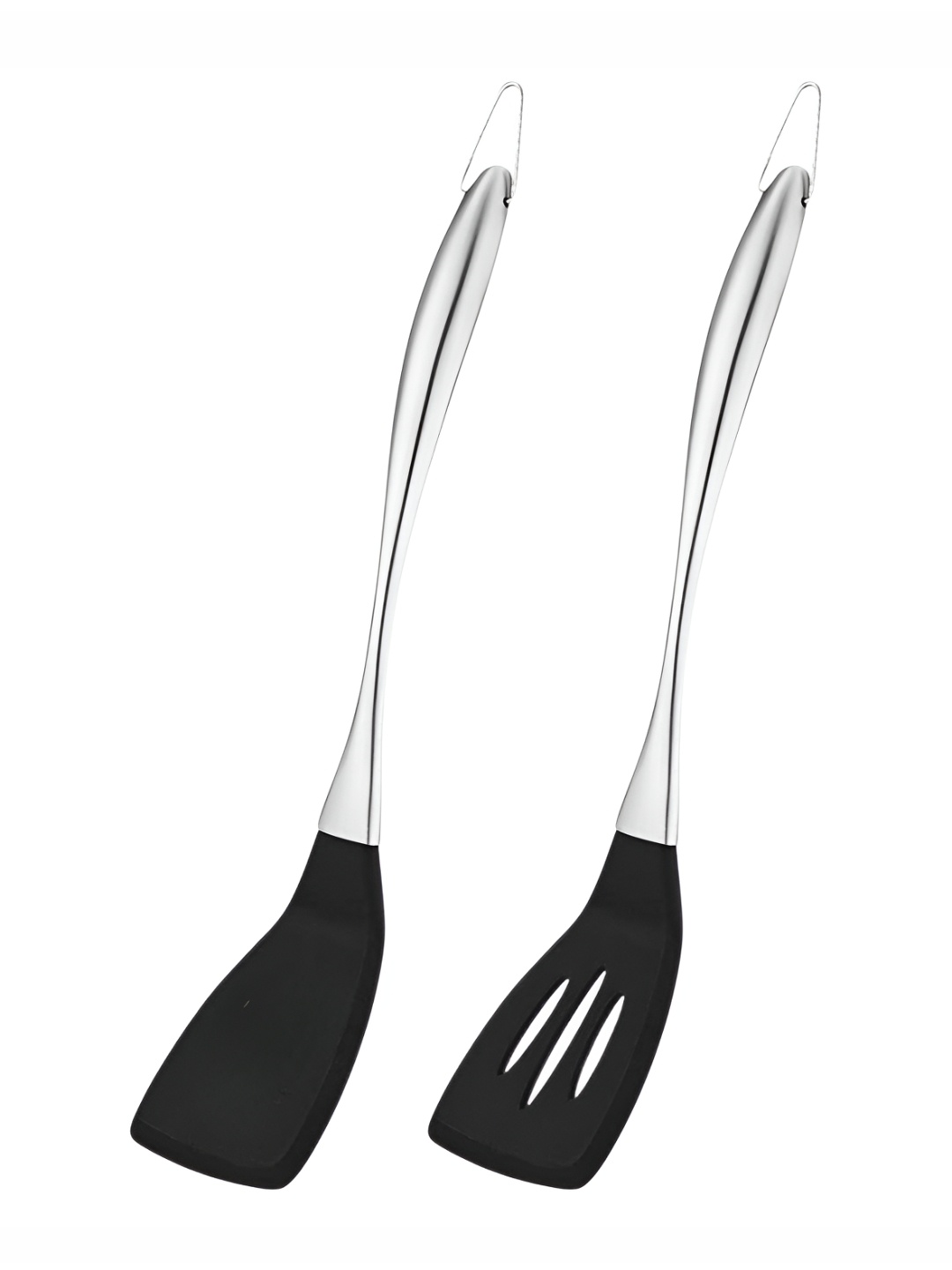 

Baskety Black 2 Pieces Steel Slotted Spatula With Plain Slotted Spatula