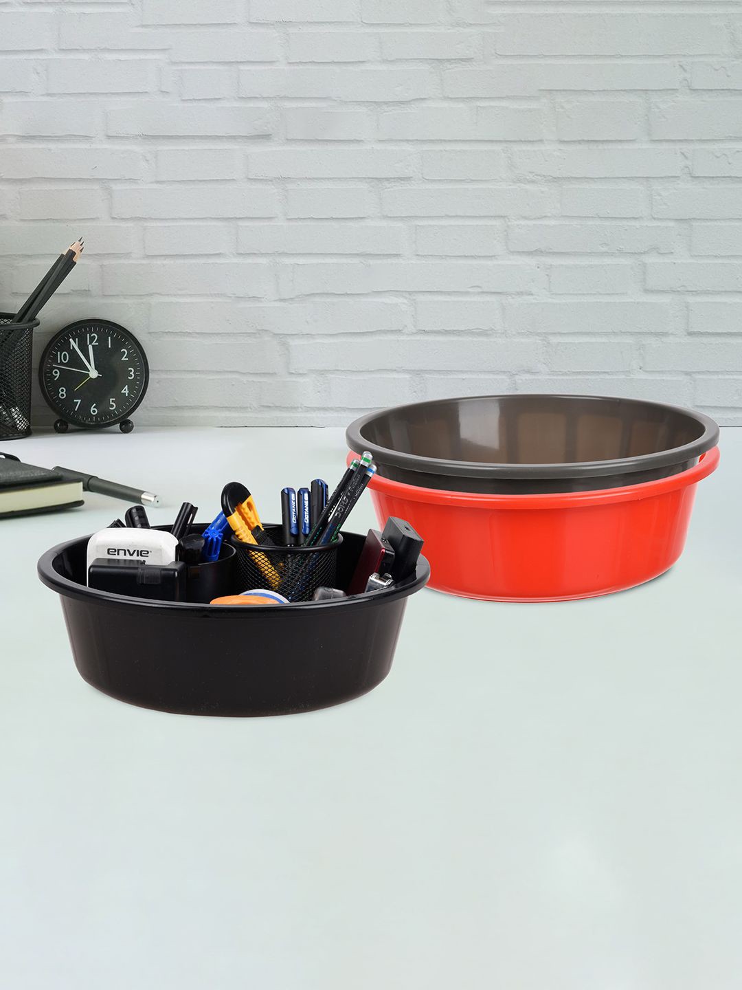 

Kuber Industries Red & Black 3 Pieces Regular Multi-Utility Organisers