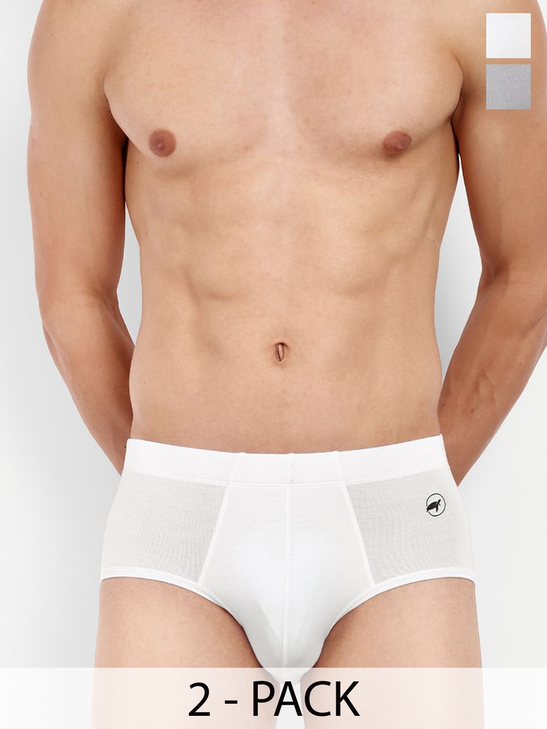 

LOGGERHEAD Pack Of 2 Cotton Hipster Briefs LHIB012-Grey-White