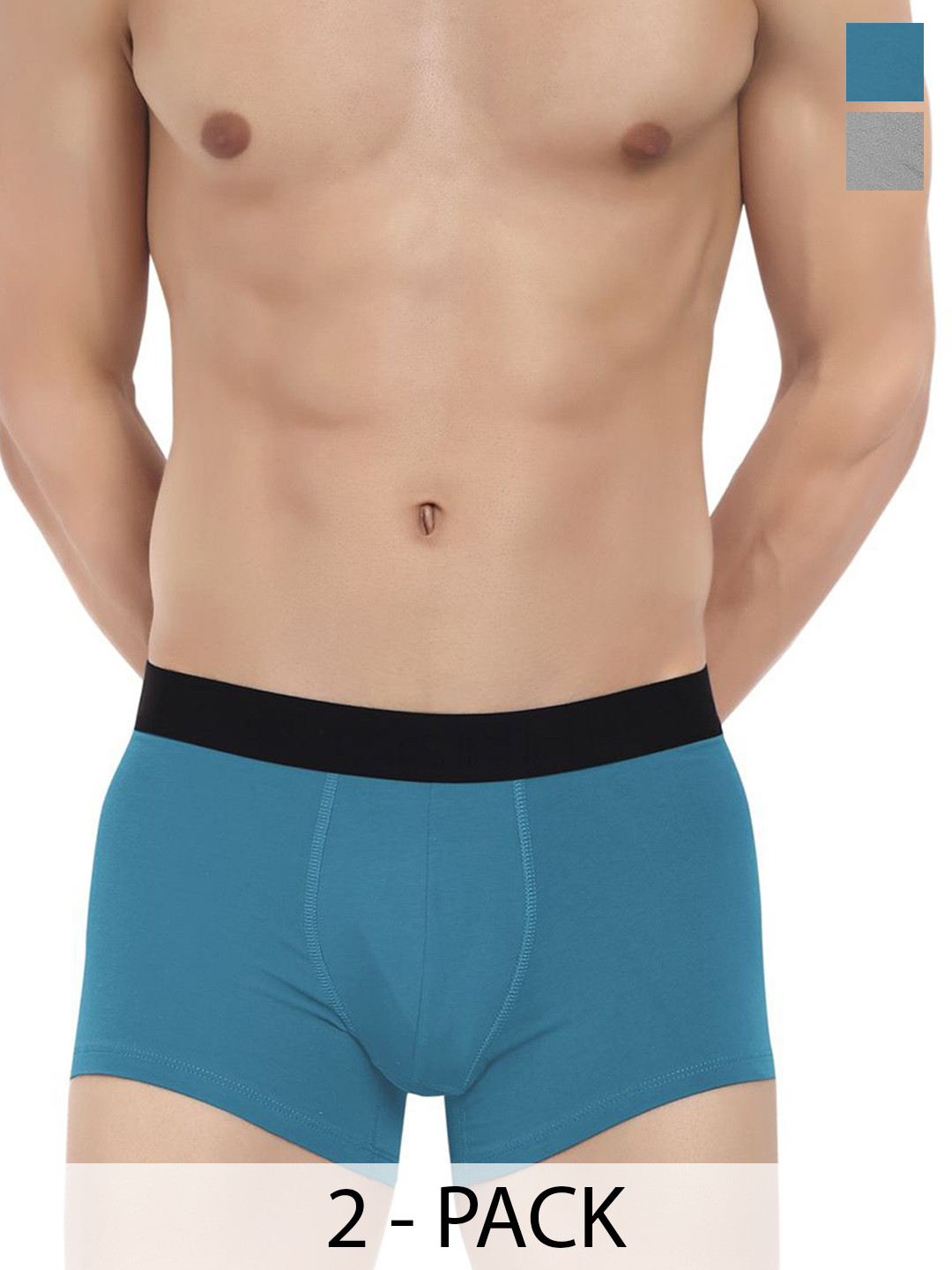 

LOGGERHEAD Pack Of 2 Cotton Long Trunks LHFT004-Aqua-Grey, Blue
