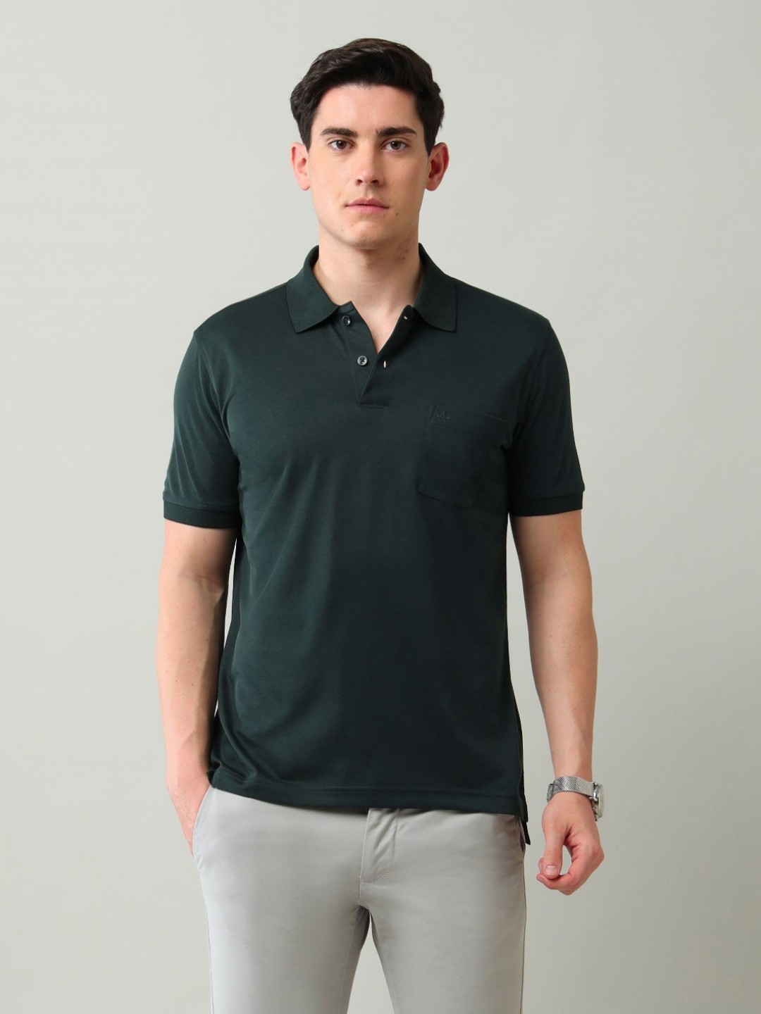

Arrow Men Regular Fit Solid Polo Collar Cotton T-shirt, Teal