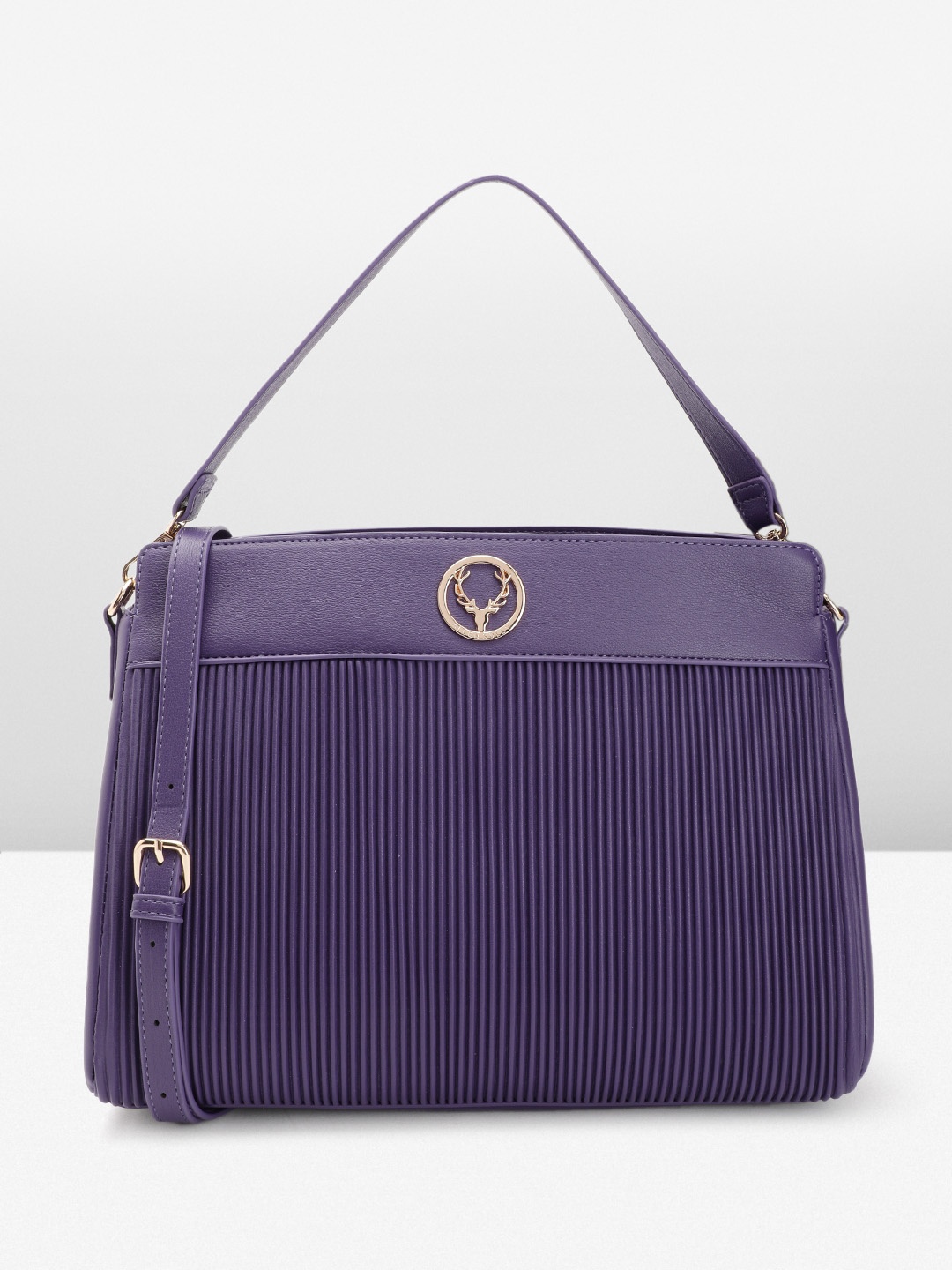 

Allen Solly Striped Detail Textured Handheld Bag, Purple