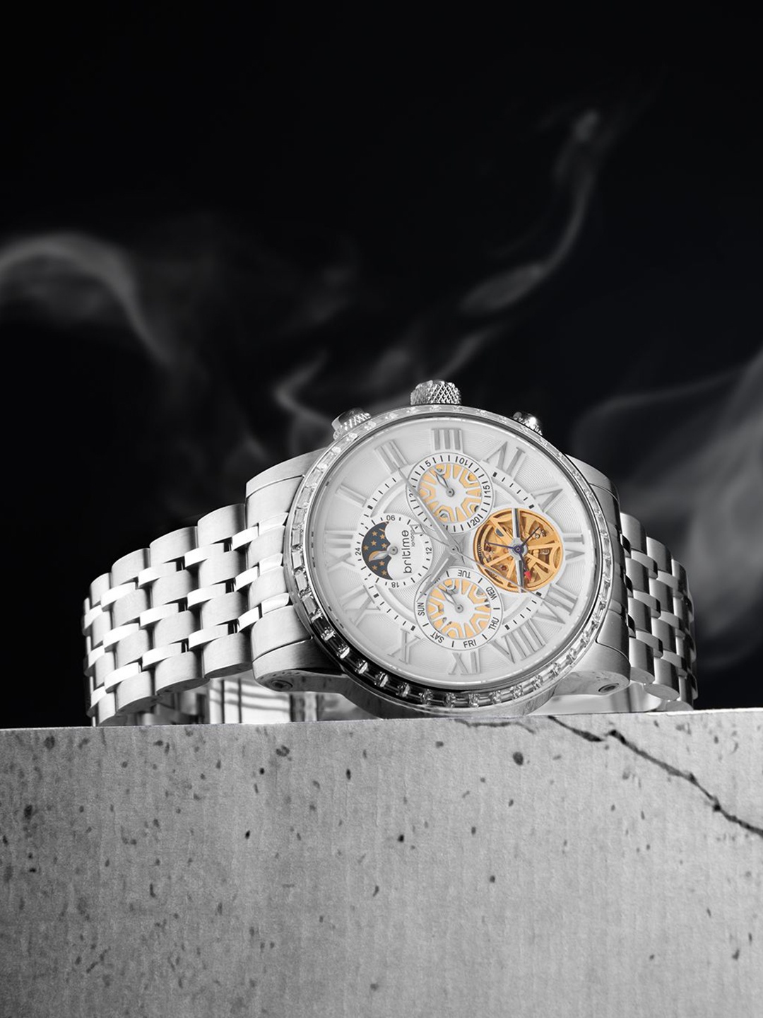 

Britime Orbit Men Bracelet Style Straps Analogue Automatic Motion Powered Watch 574-M10301, Silver
