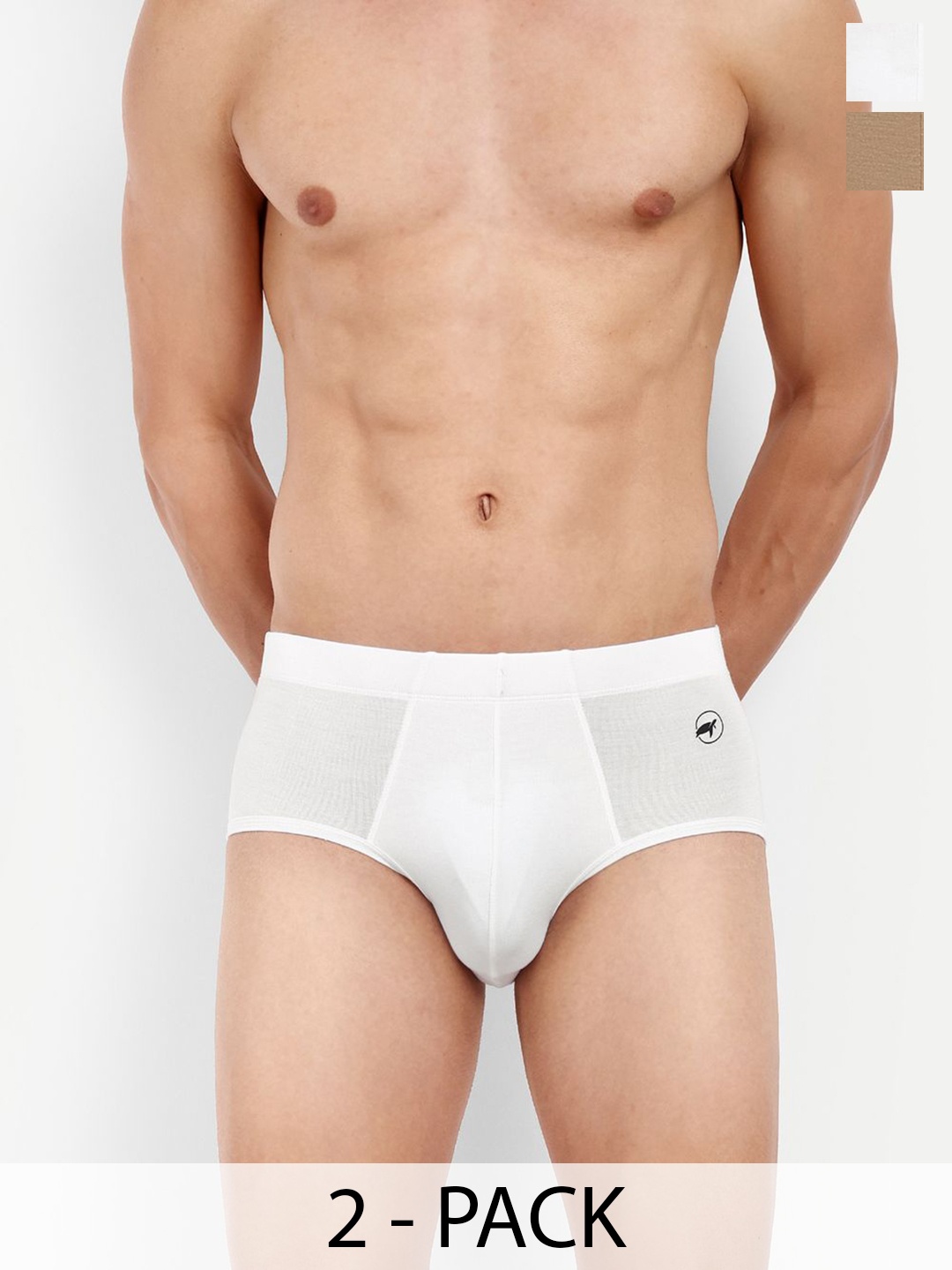 

LOGGERHEAD Pack Of 2 Cotton Hipster Briefs LHIB012-Beige-White