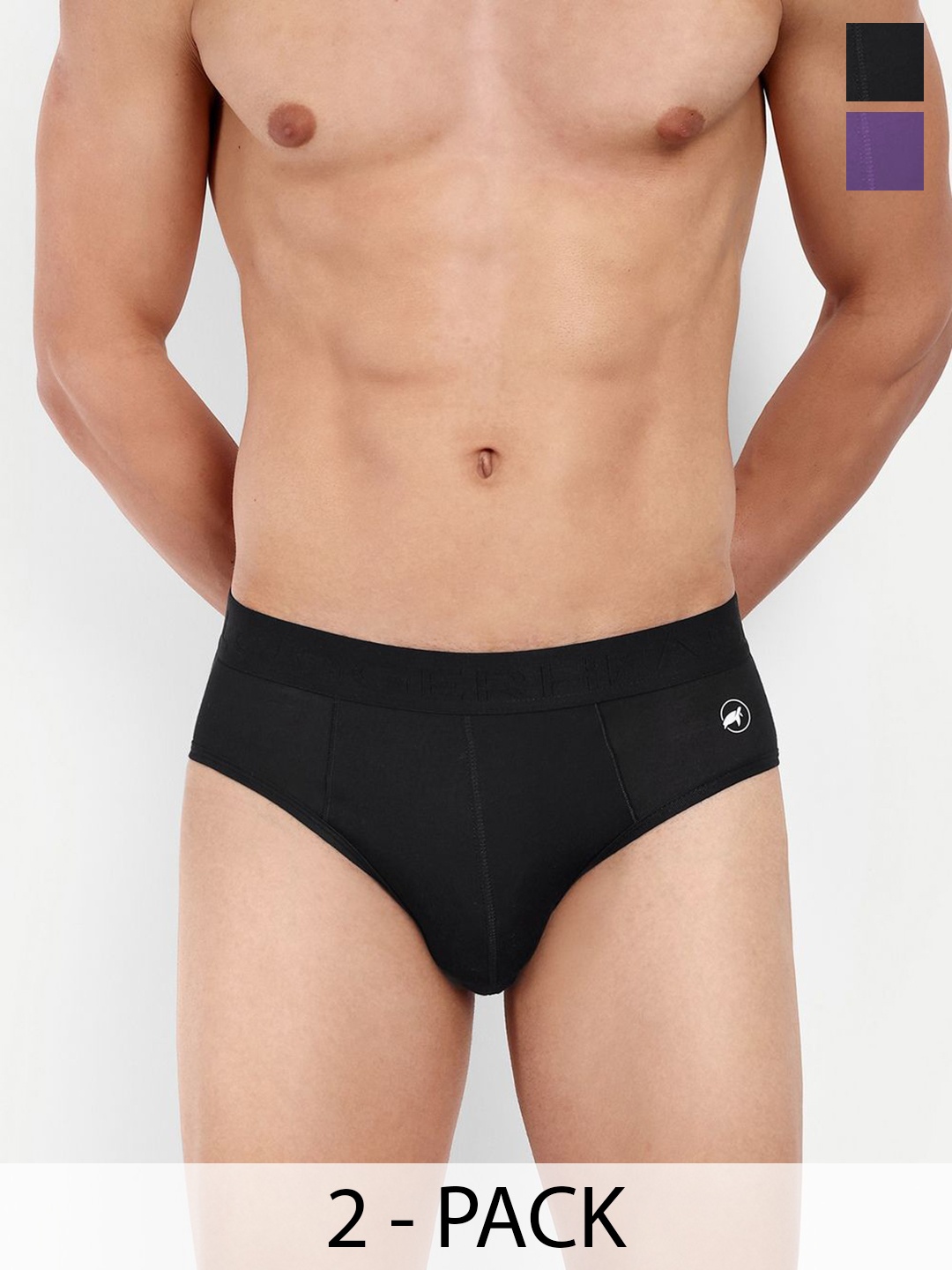 

LOGGERHEAD Pack Of 2 Cotton Hipster Briefs LHMB002-Purple-Black