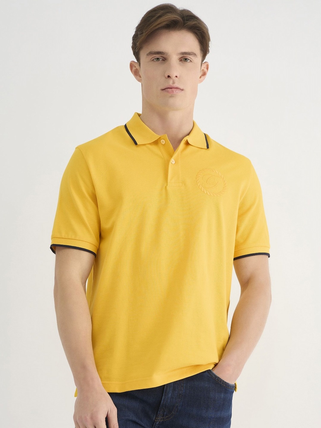 

GANT Men Solid Tonal Crest Embroidered Polo Cotton T-shirt, Yellow