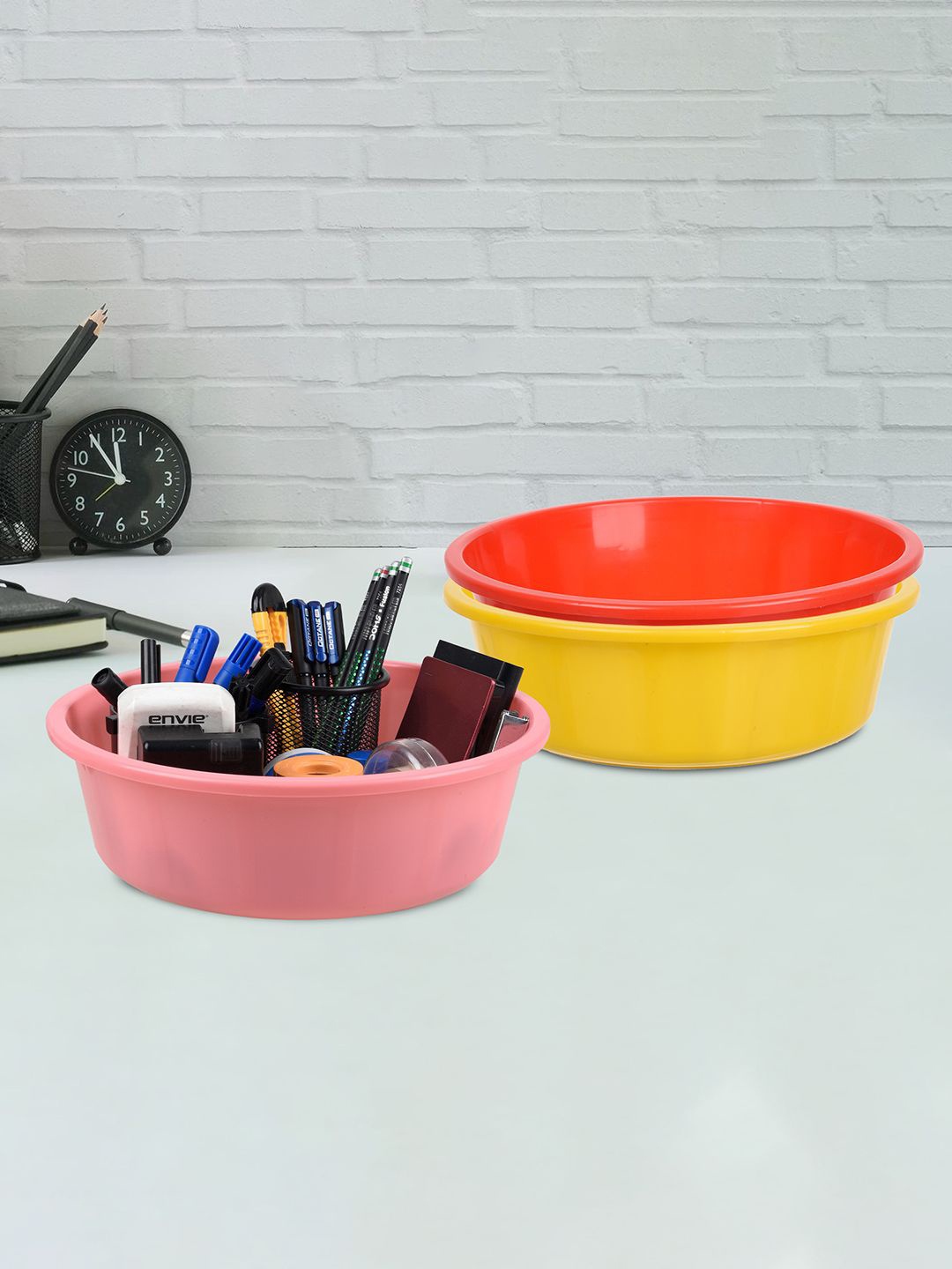 

Kuber Industries Yellow & Red 3 Pieces Regular Desk Organisers