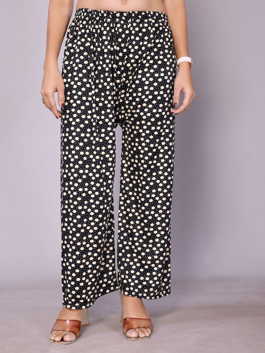

vj fashion Women Printed Palazzos, Black