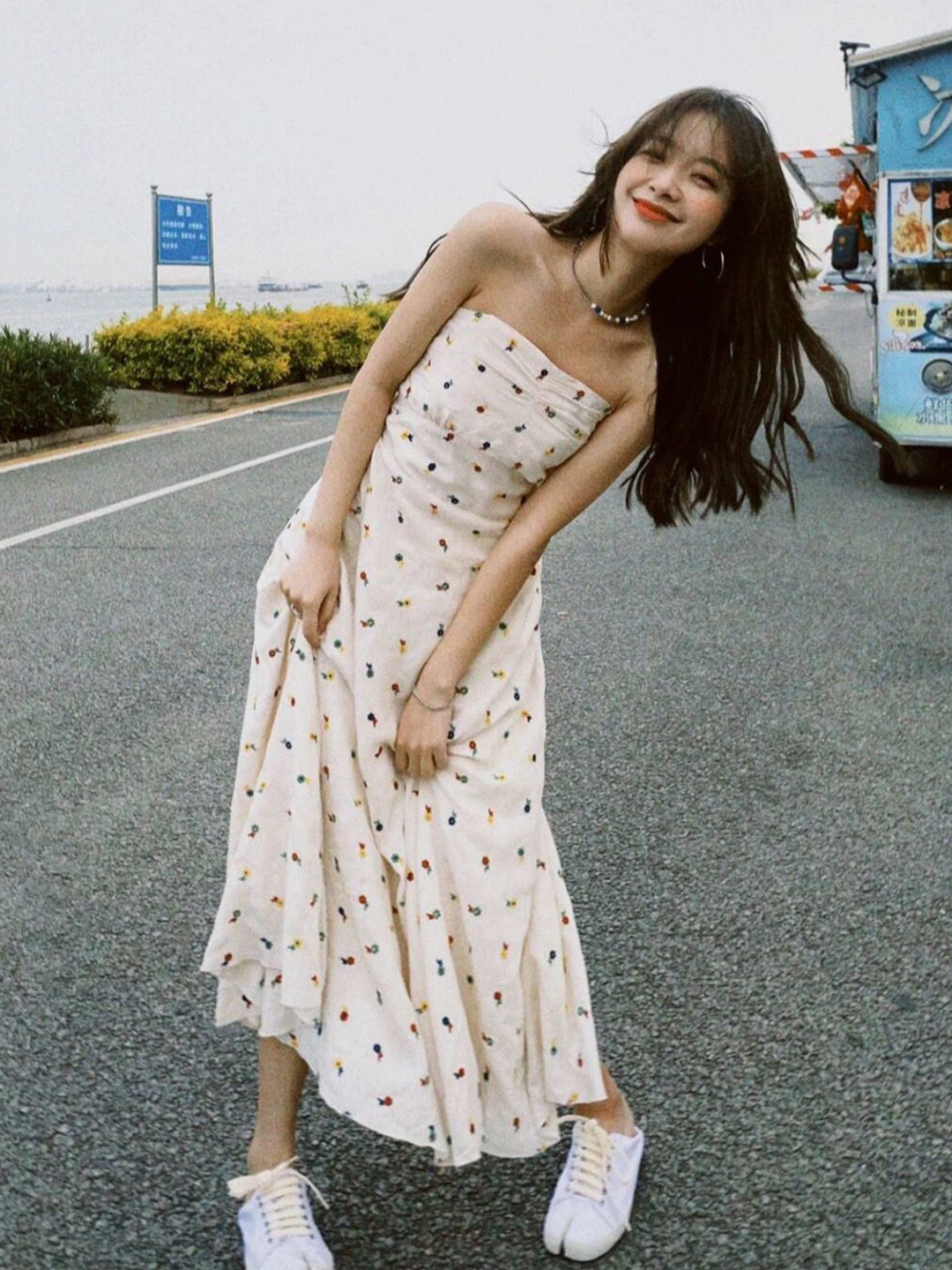 

MADE FOR HER LABEL Women Mila Dube Printed Midi White Floral Dress