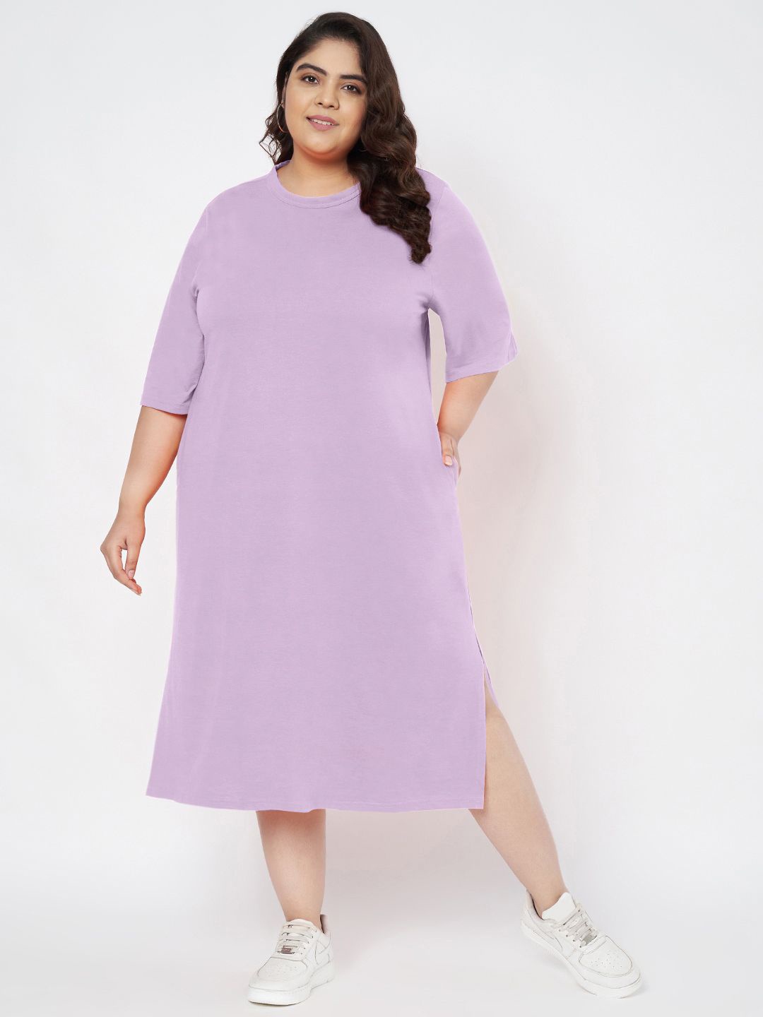 

BRINNS Women Plus size Cotton T-shirt Dress, Lavender