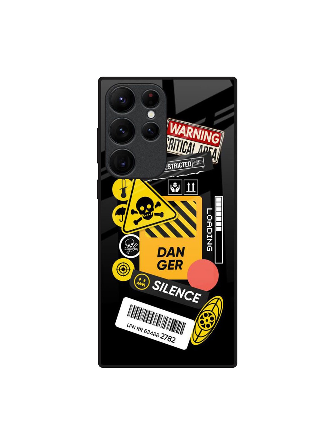 

QRIOH Danger Signs Printed Samsung Galaxy S22 Ultra Back Case, Black