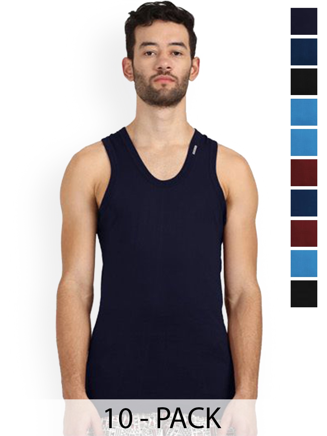 

Rupa Set Of 10 Cotton Undershirt Vests Frontline-Color-Asst-RN-10-75, Brown