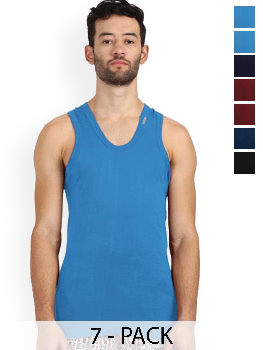 

Rupa Pack Of 7 Assorted Pure Cotton Innerwear Vests Frontline-Color-Asst-RN-7-75