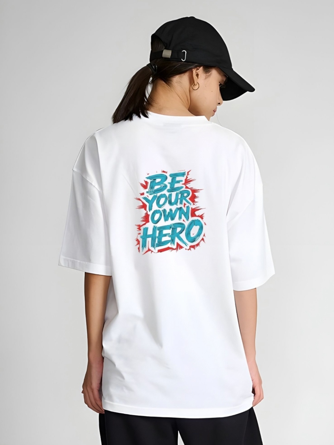 

Moda Rapido Women Typography Printed Round Neck Cotton Oversized T-shirt, White