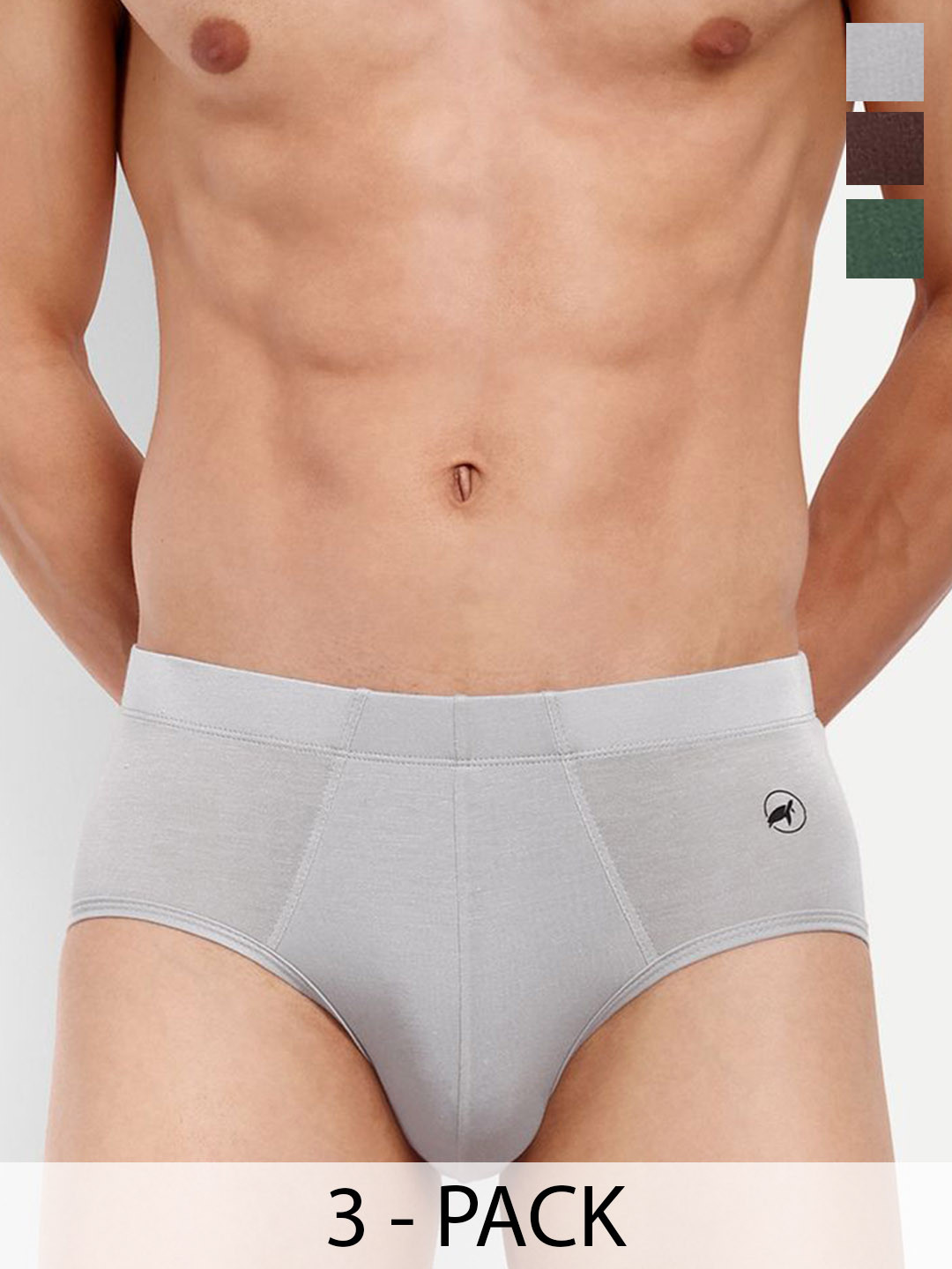 

LOGGERHEAD Pack Of 3 Cotton Hipster Briefs LHIB012-Grey-Brown-Green