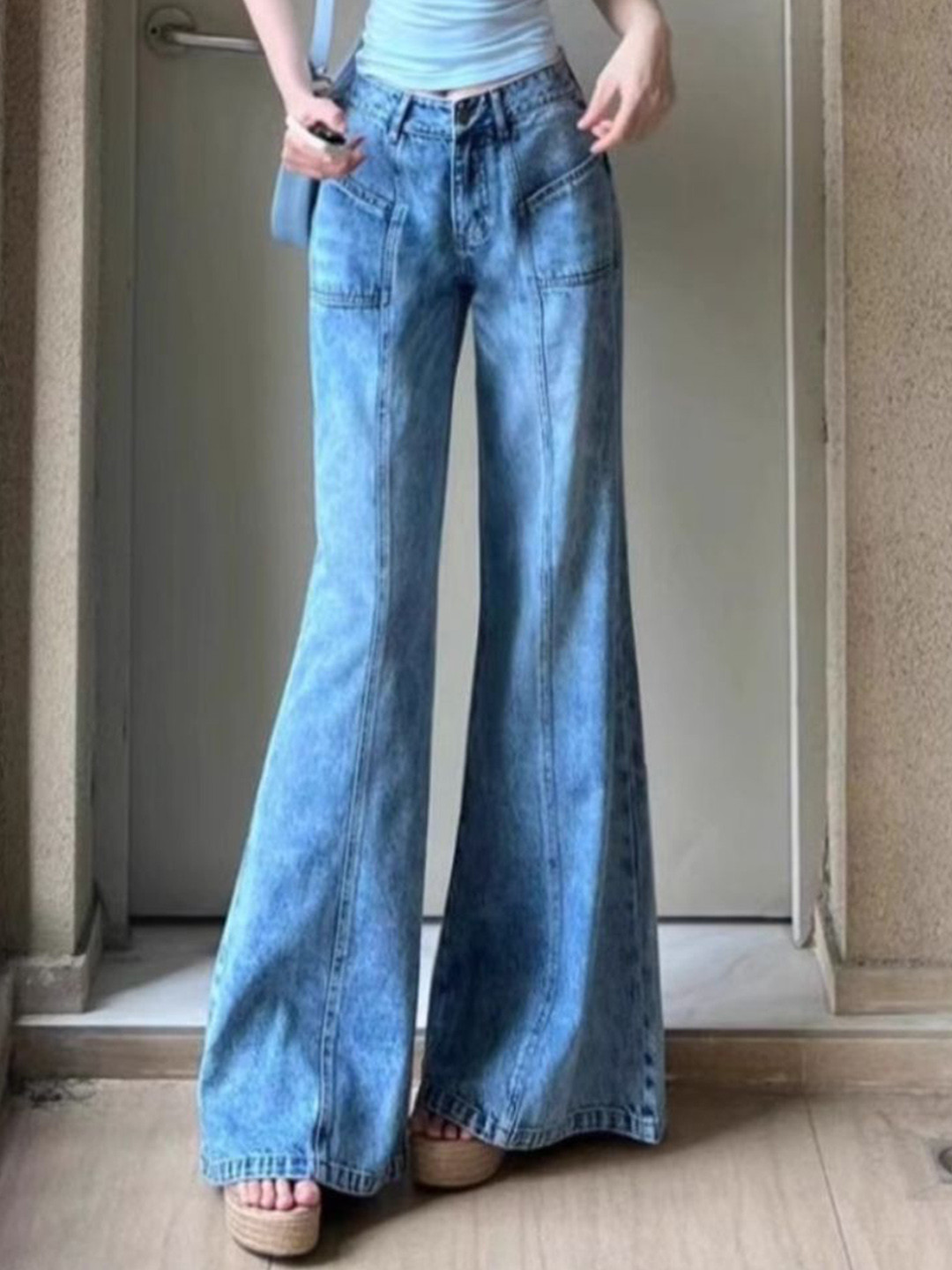 

StyleCast Women Cotton Wide Leg Jeans, Blue