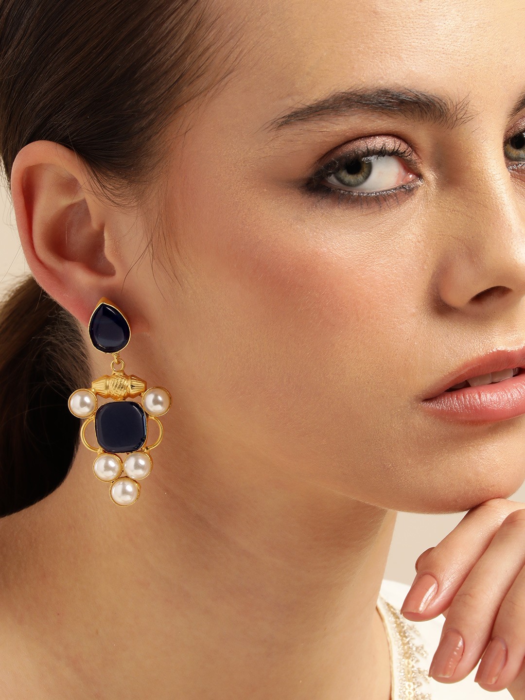

Anouk Gold Plated Contemporary Drop Earrings, Blue