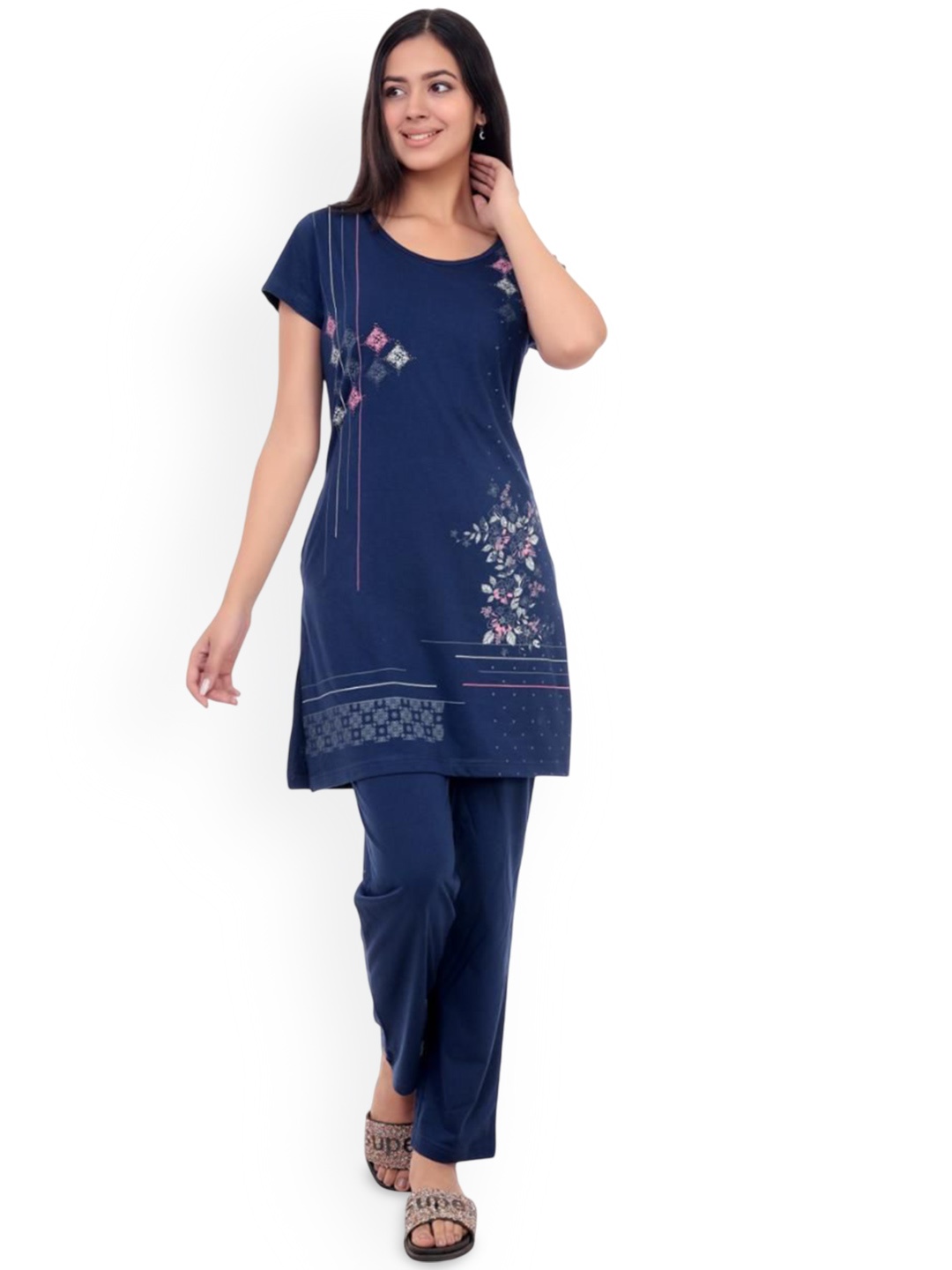 

CLINT Women Printed Night suit, Blue