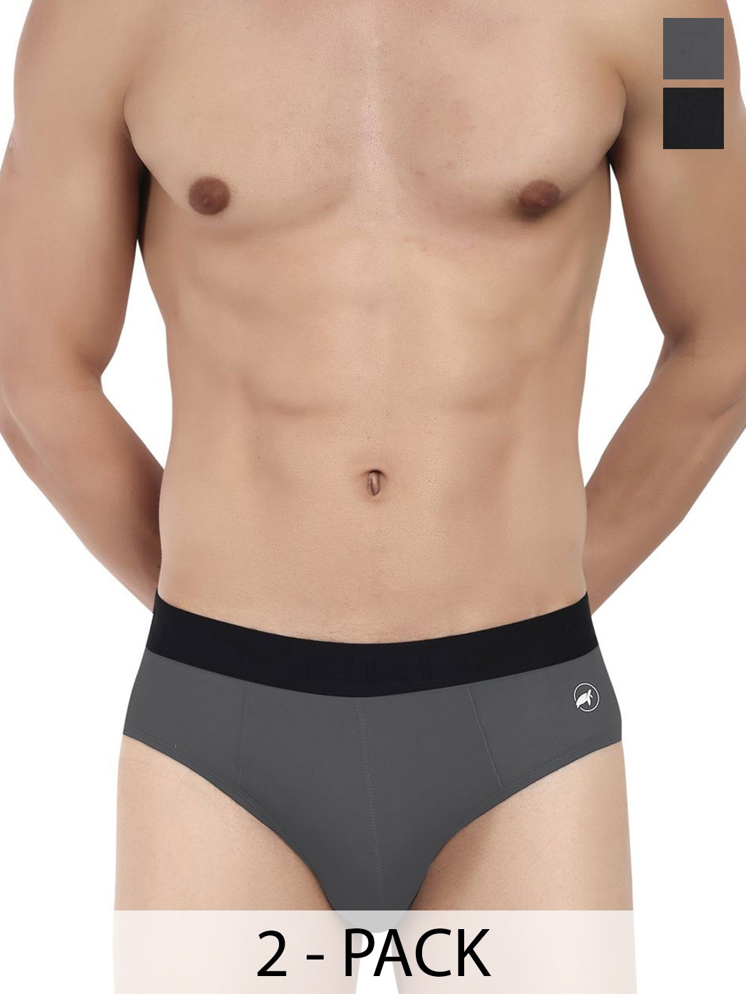 

LOGGERHEAD Pack Of 2 Cotton Hipster Briefs LHMB002-S.Grey-Black