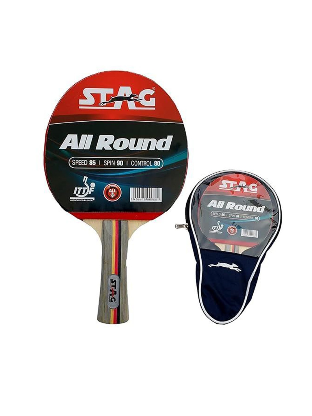 

STAG GLOBAL Printed Wooden Table Tennis Bat, Red