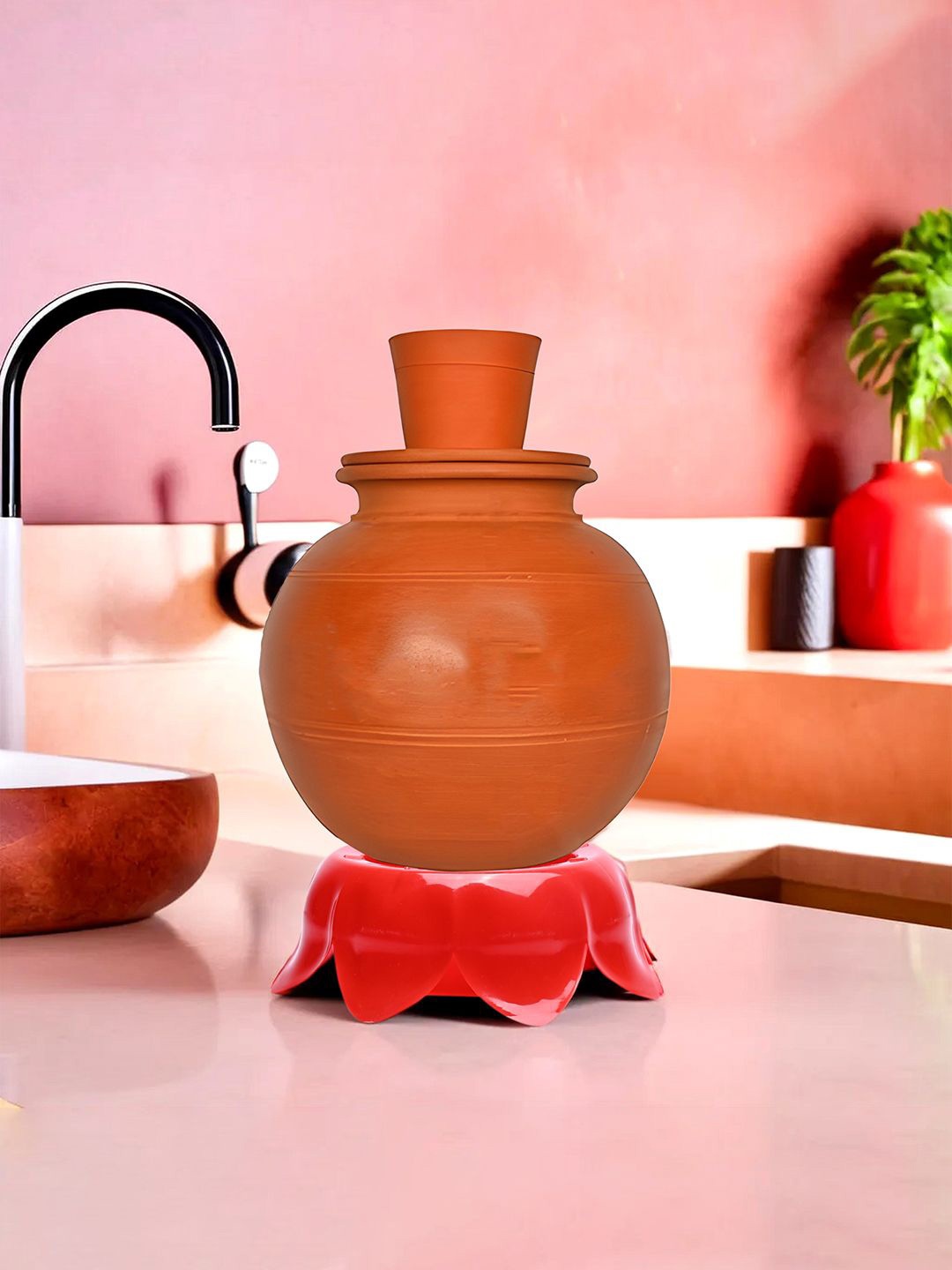

Kuber Industries Red Kitchen & Garden Multipurpose Matka Stand