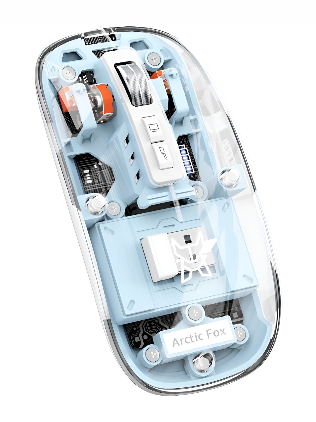 

Arctic Fox Pureview Transparent Wireless & Bluetooth Rechargeable Mouse, Blue