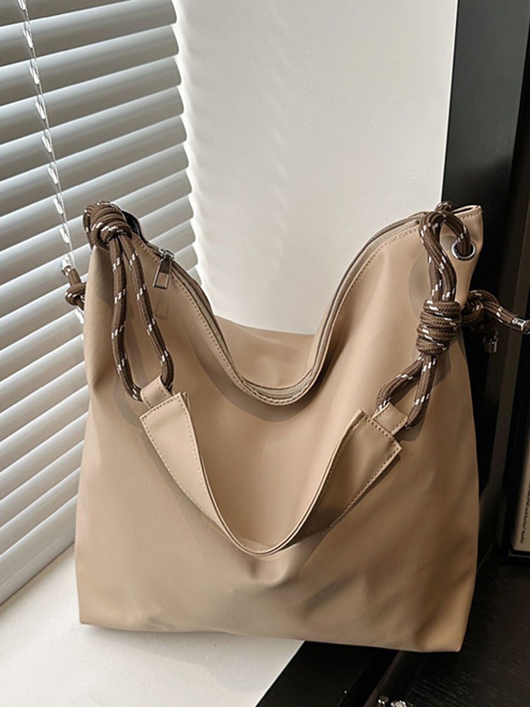 

LULU & SKY PU Oversized Structured Hobo Bag, Khaki