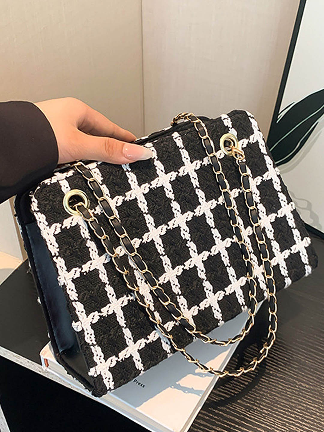 

LULU & SKY PU Oversized Structured Handheld Bag with Bow Detail, Black