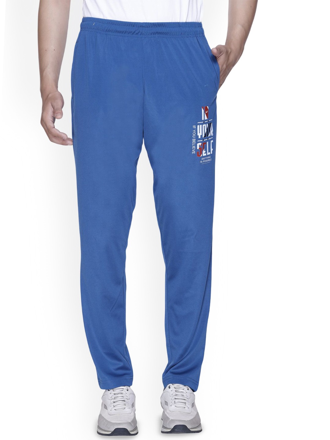 

A & Y Men Cotton Mid Rise Track Pants, Blue