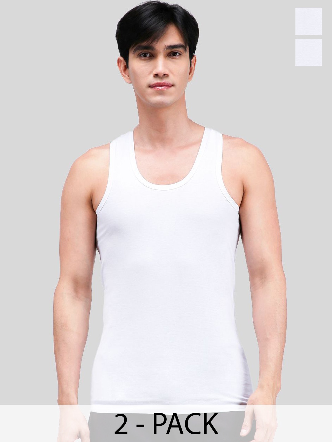 

AMUL COMFY Pack Of 2 Pure Cotton Undershirt Innerwear Vests AC-PLVESTWHTRN-WHT-XS-2PC, White