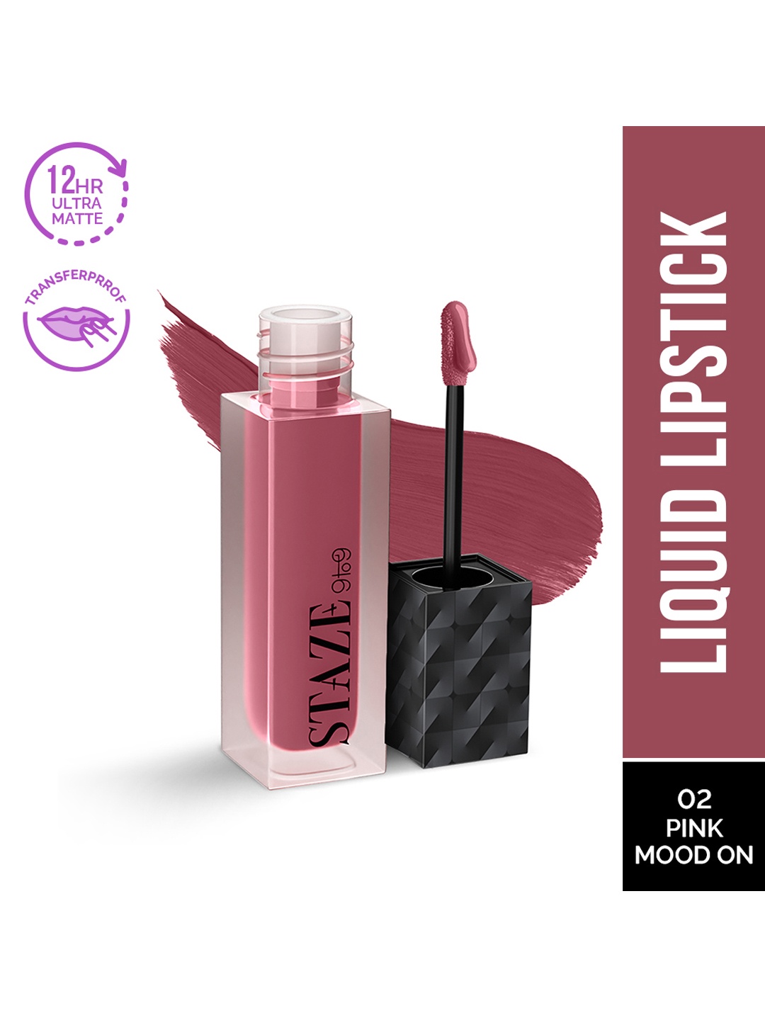 

STAZE 9to9 Lips Don't Lie Matte Transferproof Liquid Lipstick 4 ml - Pink Mood On 02