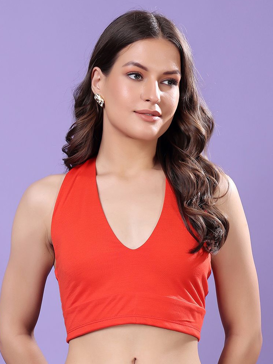 

Moda Rapido Halter Neck Cotton Crop Top, Red