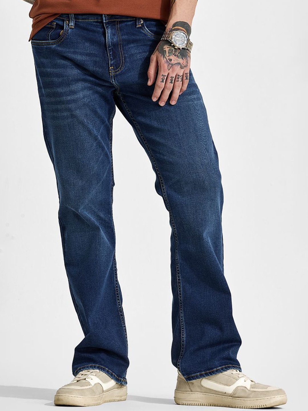 

Snitch Men Dark Blue Bootcut Jeans