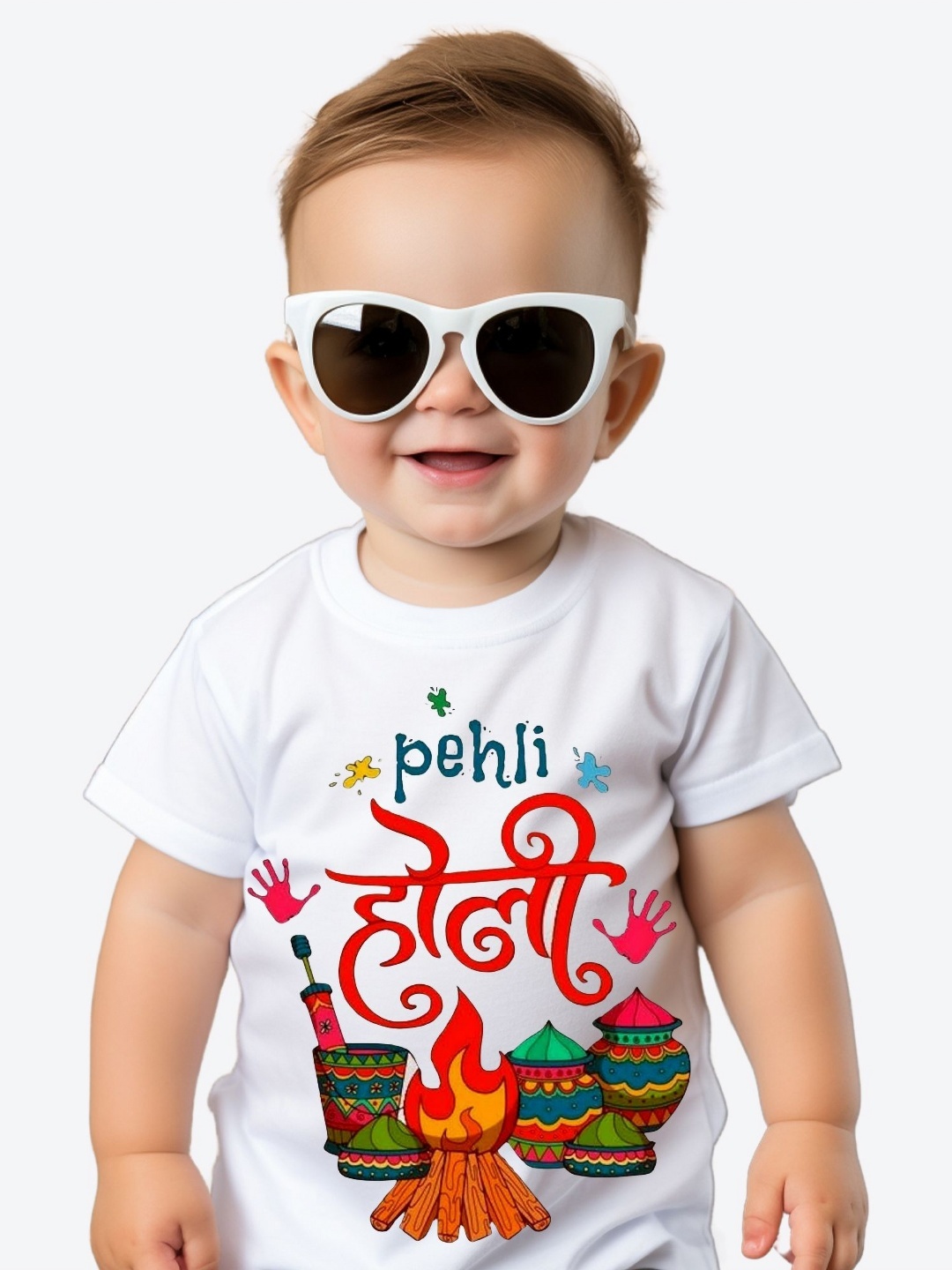 

itsmycostume Unisex Kids My First holi tshirts, White