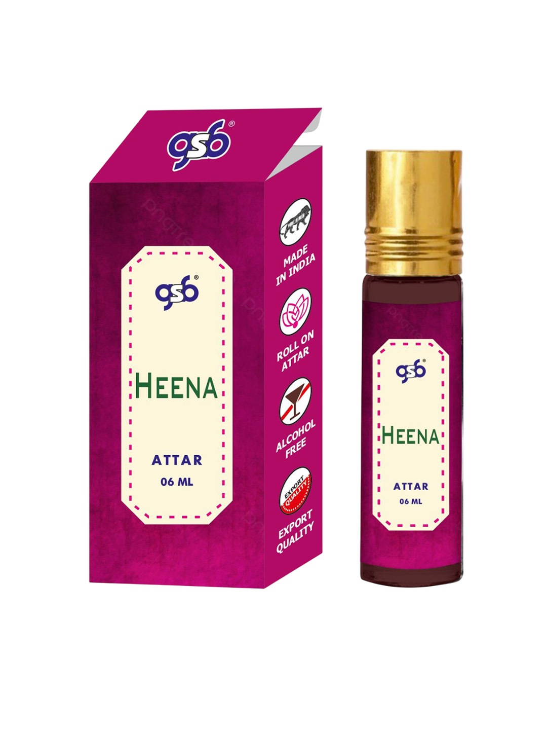 

GSB Heena Natural Alcohol Free Long Lasting Roll On Attar - 6 ml, Purple