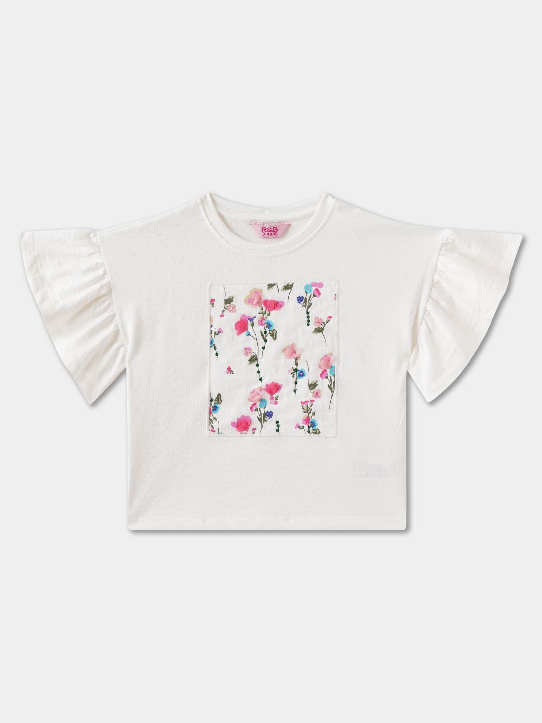 

R&B Floral Cotton Top, White