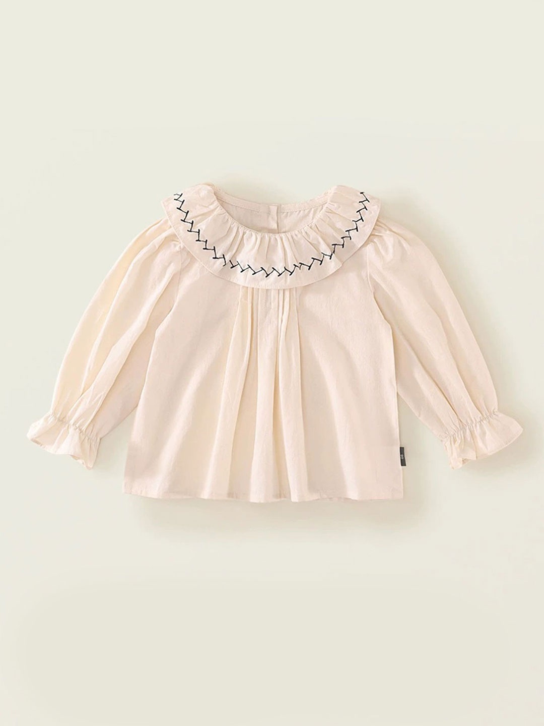 

LULU & SKY Puff Sleeve Cotton Top, Beige