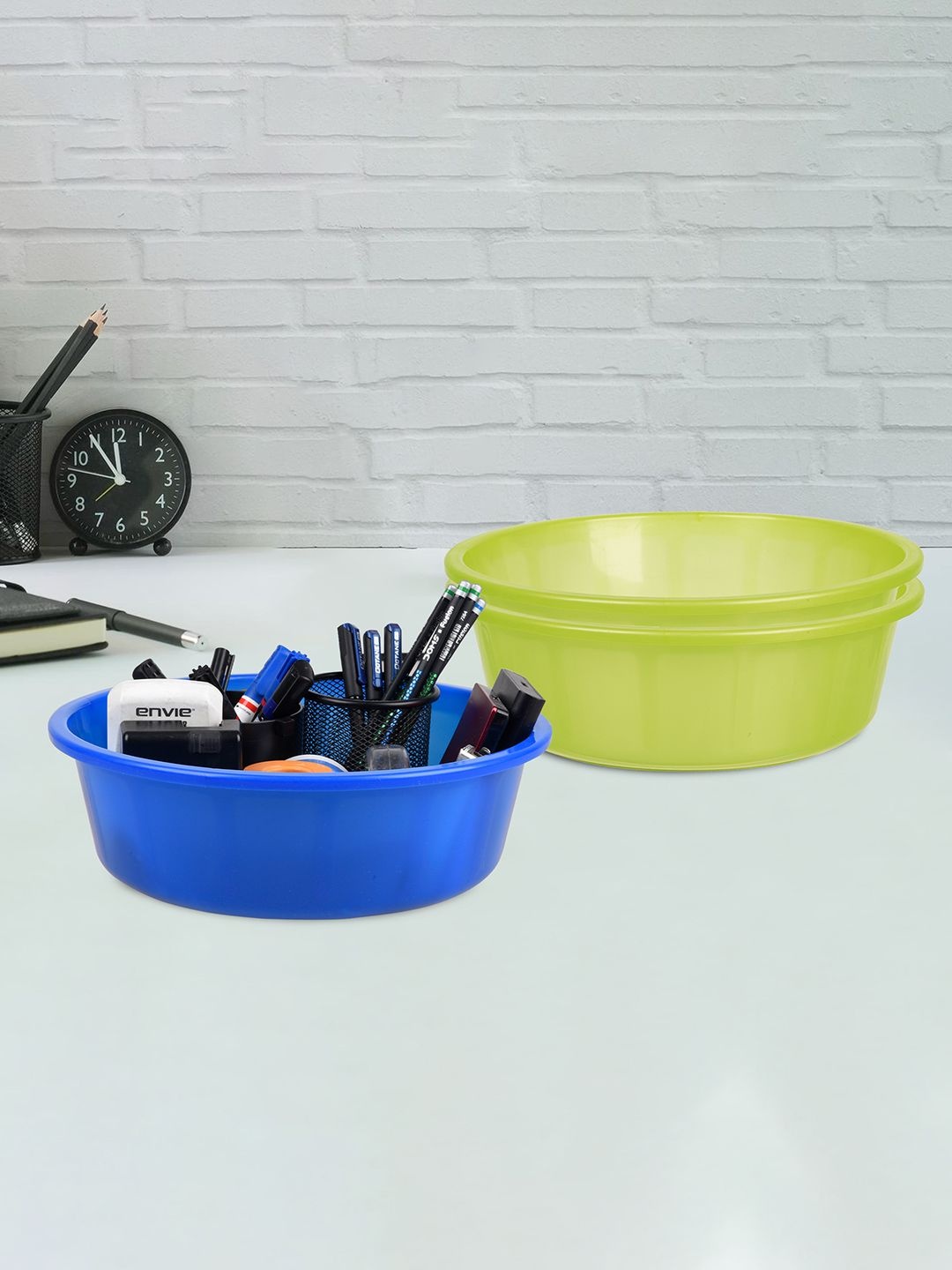 

Kuber Industries Green & Blue Pack of 3 Multipurpose Storage Organizer Tub