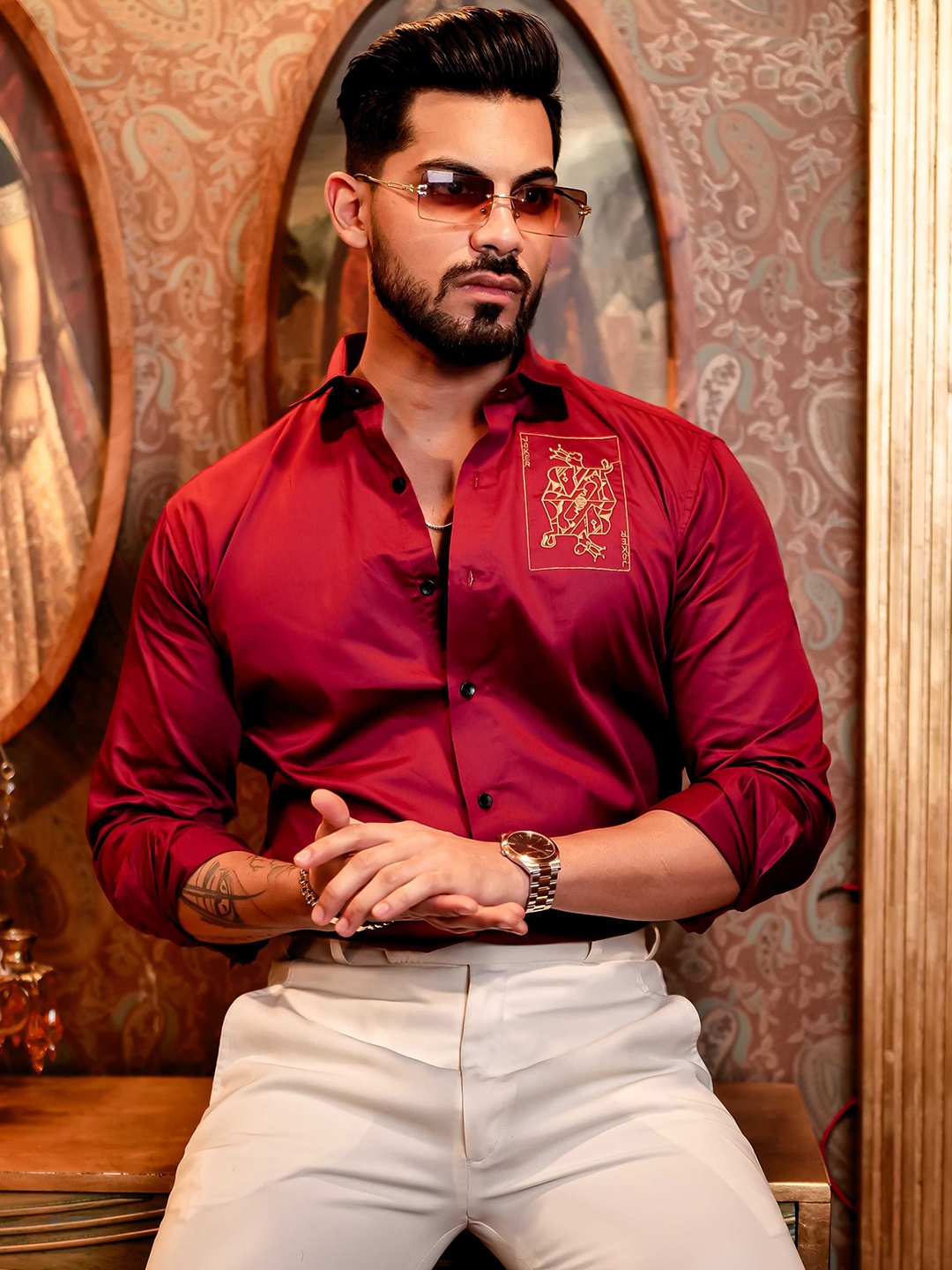 

Foomer Men Standard Opaque Casual Shirt, Maroon