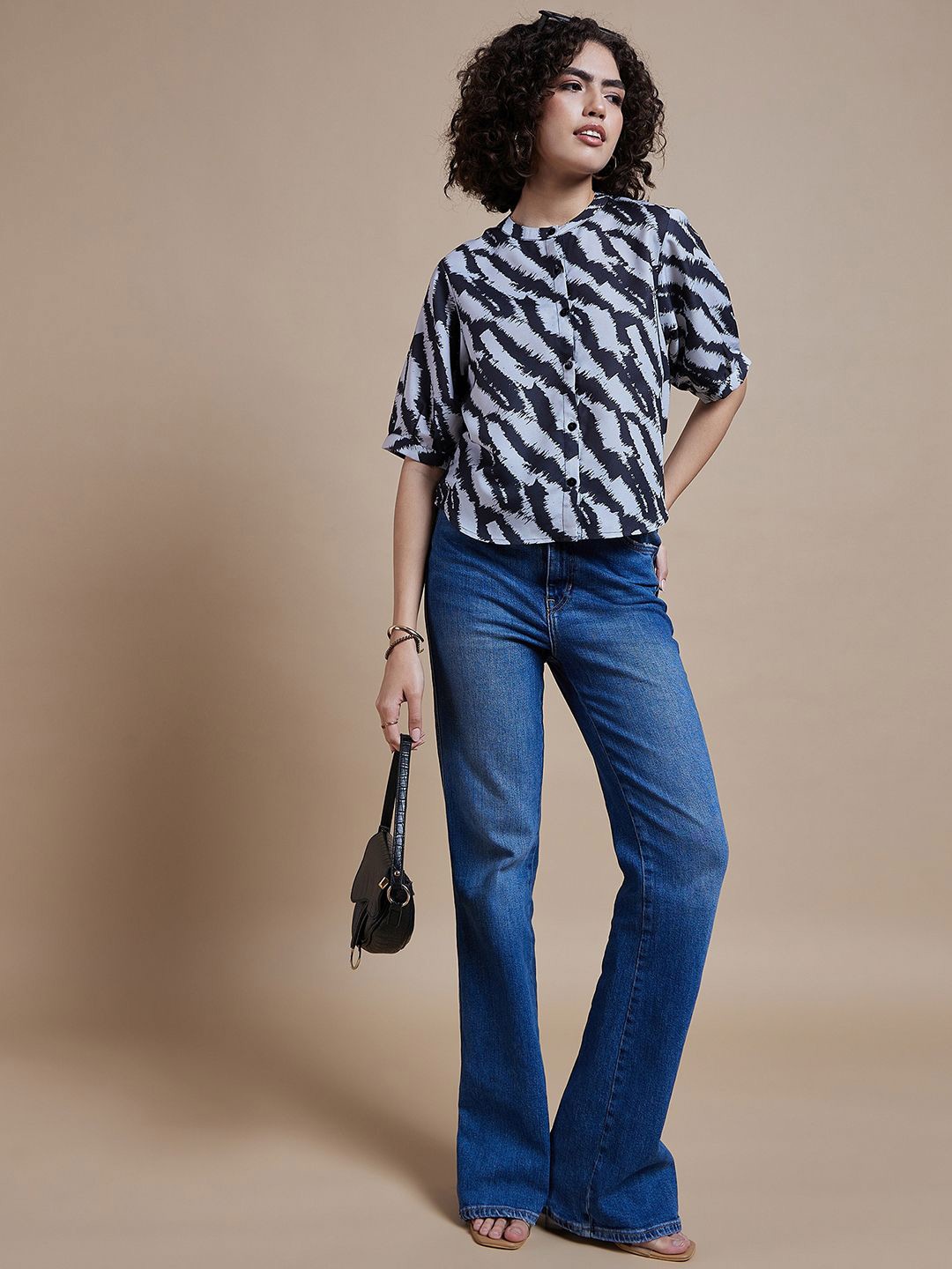 

CORSICA Women Comfort Opaque Printed Casual Shirt, Black